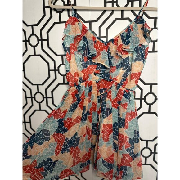 BCBG Generation Ladies Spaghetti Strap Flowy Flare Geometric Mini Dress SZ XXS - Picture 6 of 9